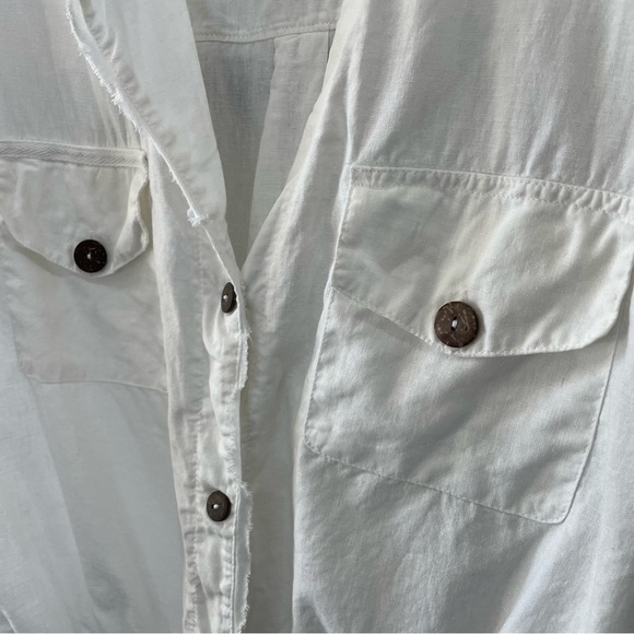 [m] Free People Boho White Brown Button Cotton Linen Blend Body Suit Women’s - Picture 9 of 13